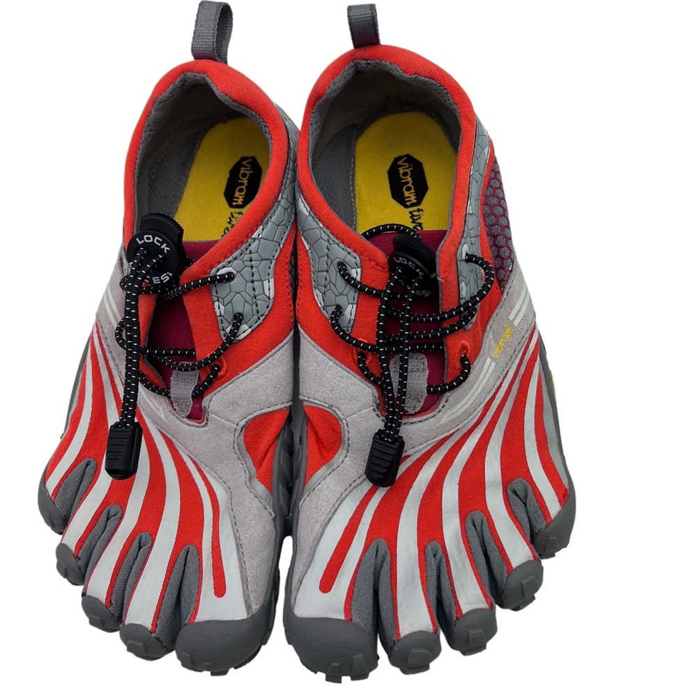 Vibram Five Fingers Womens Running Shoes Red Orange Grey Yellow SZ 38 Athletic